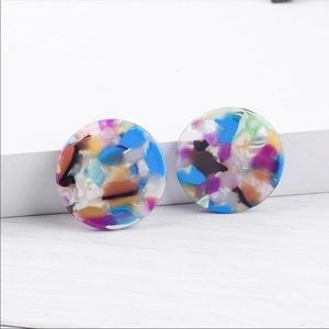 2/$12 Acrylic Multicolored Round Stud Earrings